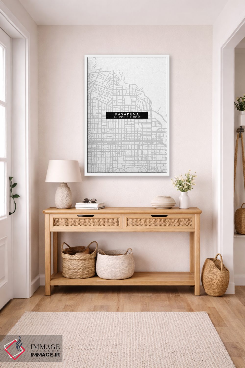 تابلو دکوراتیو California City Map Minimal Style,نقشه مینیمال شهر پاساد… اثر وال دکور ادیکت - D5W