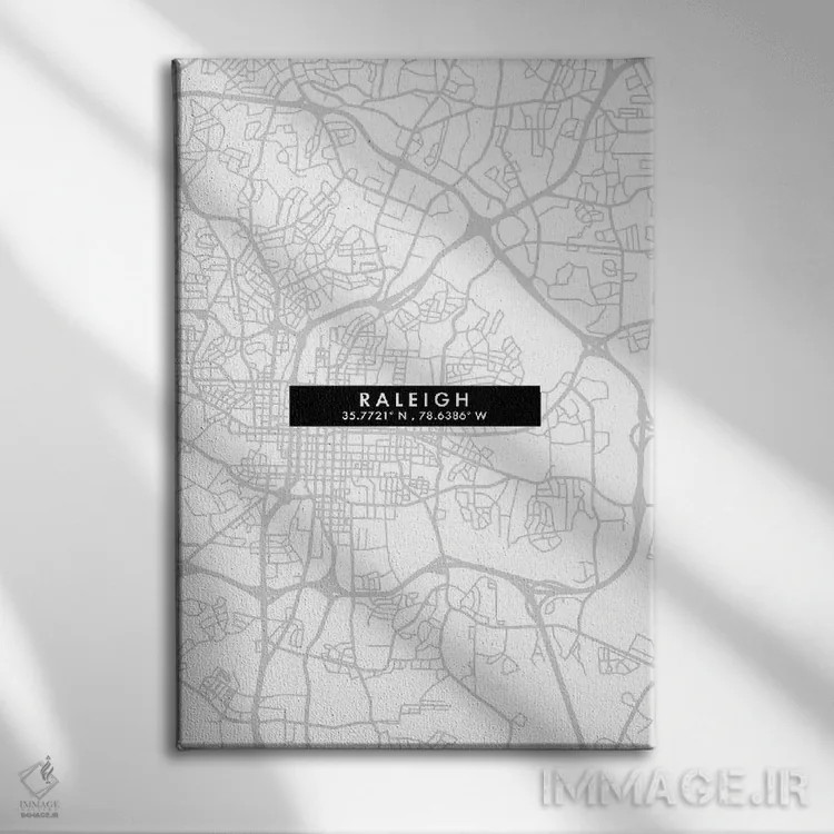 تابلو دکوراتیو North Carolina City Map Minimal Style,نقشه مینیمال شهر ر… اثر وال دکور ادیکت - نمای روبهرو روی دیوار