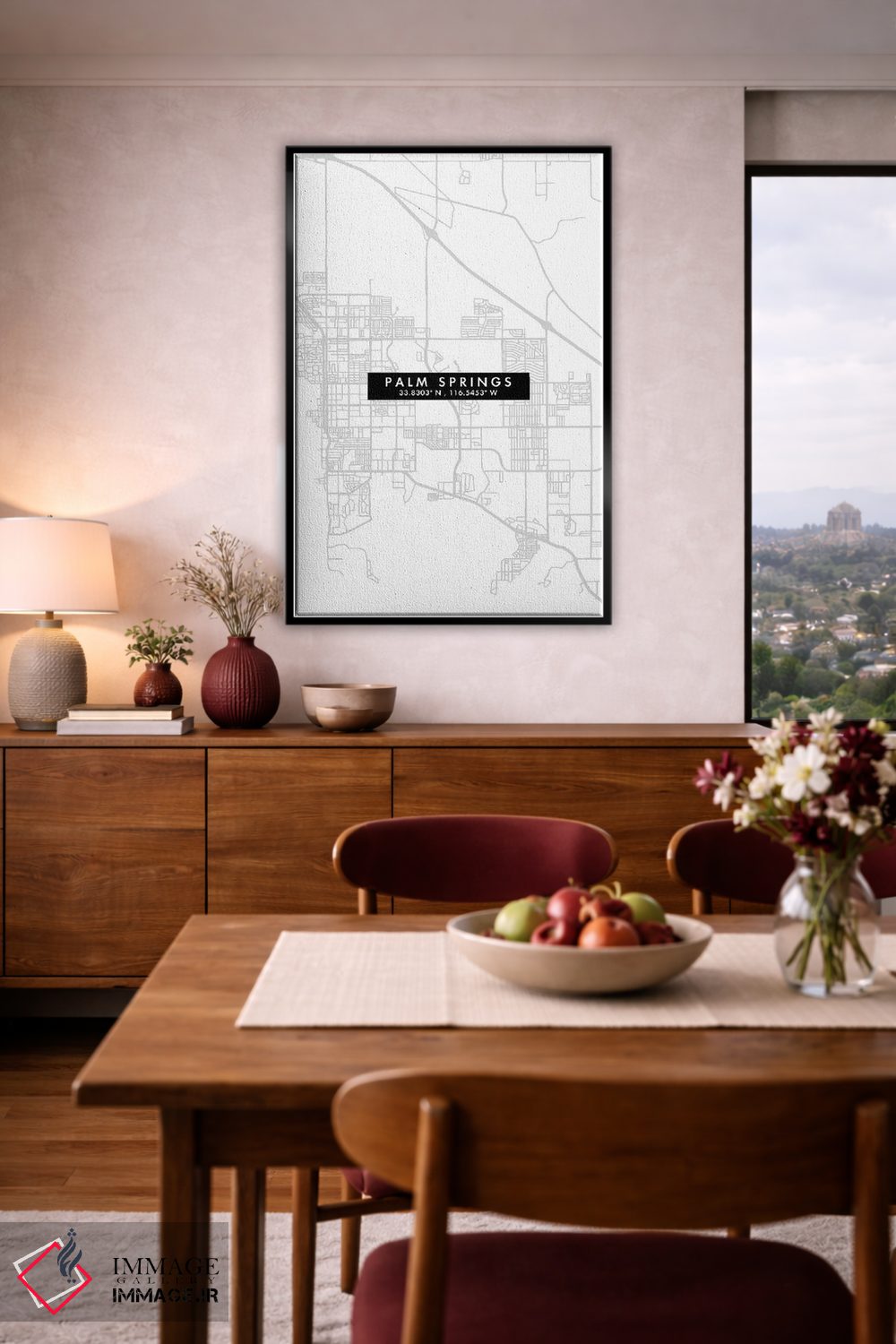 تابلو دکوراتیو California City Map Minimal Style,نقشه مینیمال شهر پالم… اثر وال دکور ادیکت - D4B