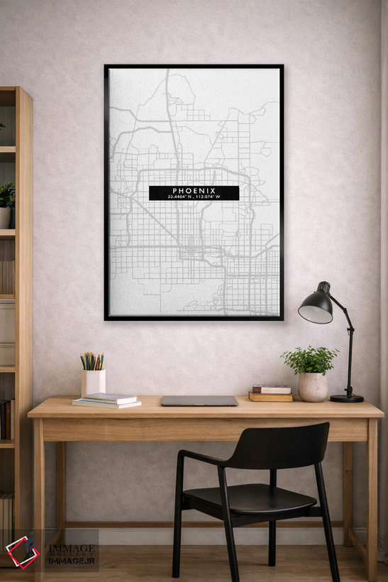 تابلو دکوراتیو Arizona City Map Minimal Style,نقشه مینیمال شهر فینیکس… اثر وال دکور ادیکت - D1B