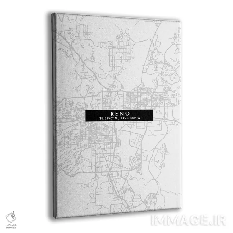 تابلو دکوراتیو Nevada City Map Minimal Style,نقشه مینیمال شهر رینو، نوا… اثر وال دکور ادیکت - نمای پرسپکتیو محصول