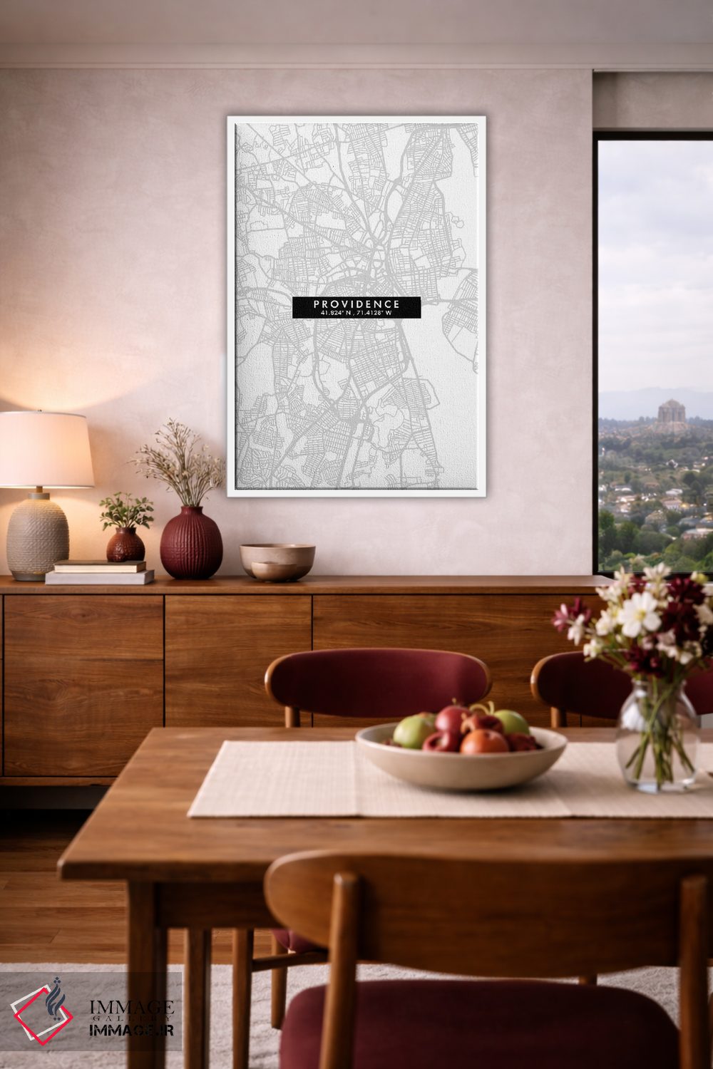 تابلو دکوراتیو Rhode Island City Map Minimal Style,نقشه مینیمال شهر پرو… اثر وال دکور ادیکت - D4W