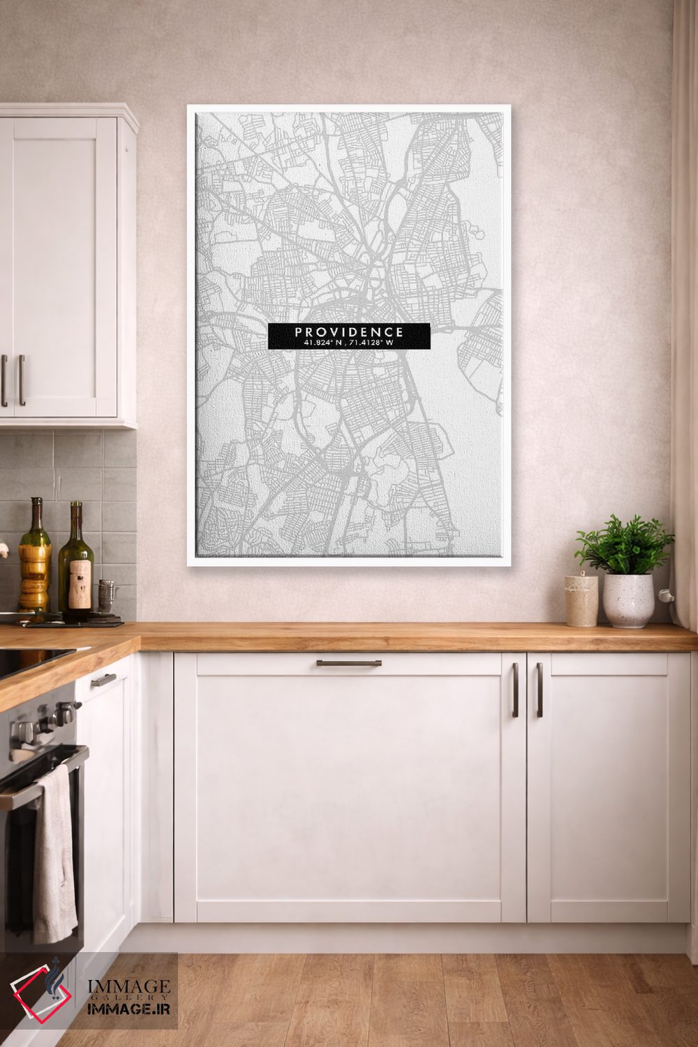 تابلو دکوراتیو Rhode Island City Map Minimal Style,نقشه مینیمال شهر پرو… اثر وال دکور ادیکت - D3W