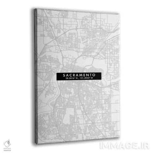 تابلو دکوراتیو California City Map Minimal Style,نقشه مینیمال شهر ساکرا… اثر وال دکور ادیکت - نمای پرسپکتیو محصول