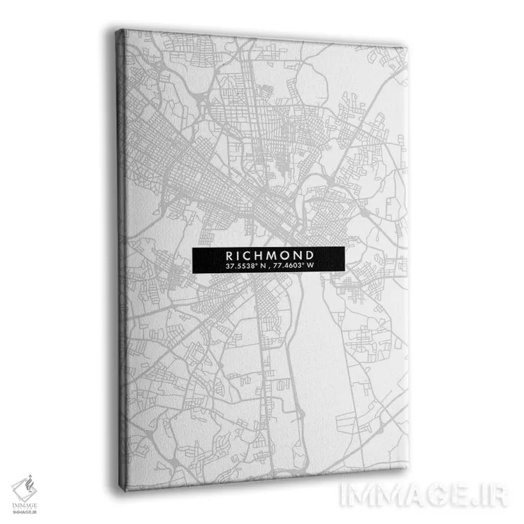 تابلو دکوراتیو Virginia City Map Minimal Style,نقشه مینیمال شهر ریچموند… اثر وال دکور ادیکت - نمای پرسپکتیو محصول