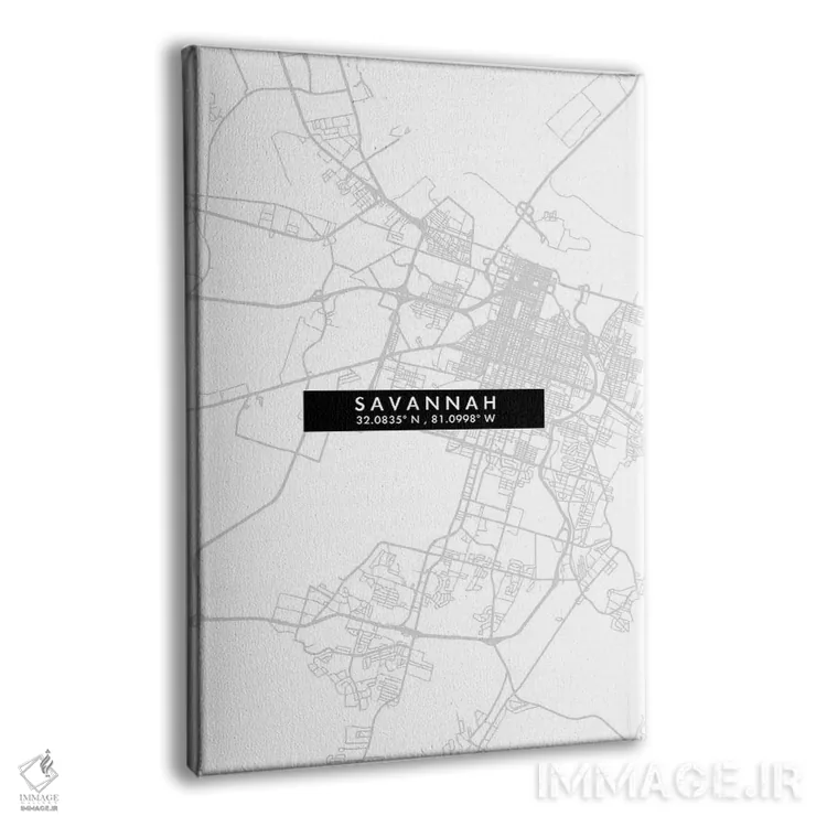 تابلو دکوراتیو Georgia City Map Minimal Style,نقشه مینیمال شهر ساوانا… اثر وال دکور ادیکت - نمای پرسپکتیو محصول