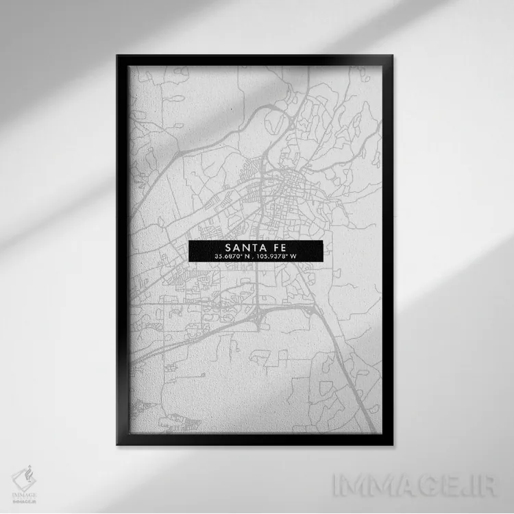 تابلو دکوراتیو Argentina City Map Minimal Style,نقشه مینیمال شهر سانتا… اثر وال دکور ادیکت - نمای قابدار مشکی