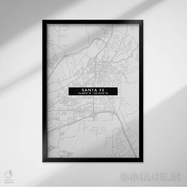 تابلو دکوراتیو Argentina City Map Minimal Style,نقشه مینیمال شهر سانتا… اثر وال دکور ادیکت - نمای قابدار مشکی