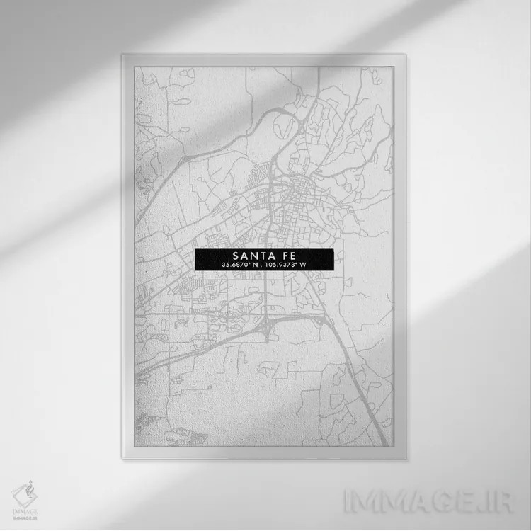 تابلو دکوراتیو Argentina City Map Minimal Style,نقشه مینیمال شهر سانتا… اثر وال دکور ادیکت - نمای قابدار سفید