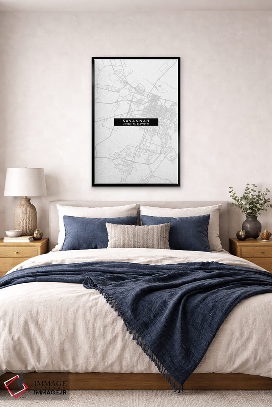 تابلو دکوراتیو Georgia City Map Minimal Style,نقشه مینیمال شهر ساوانا… اثر وال دکور ادیکت - D6B