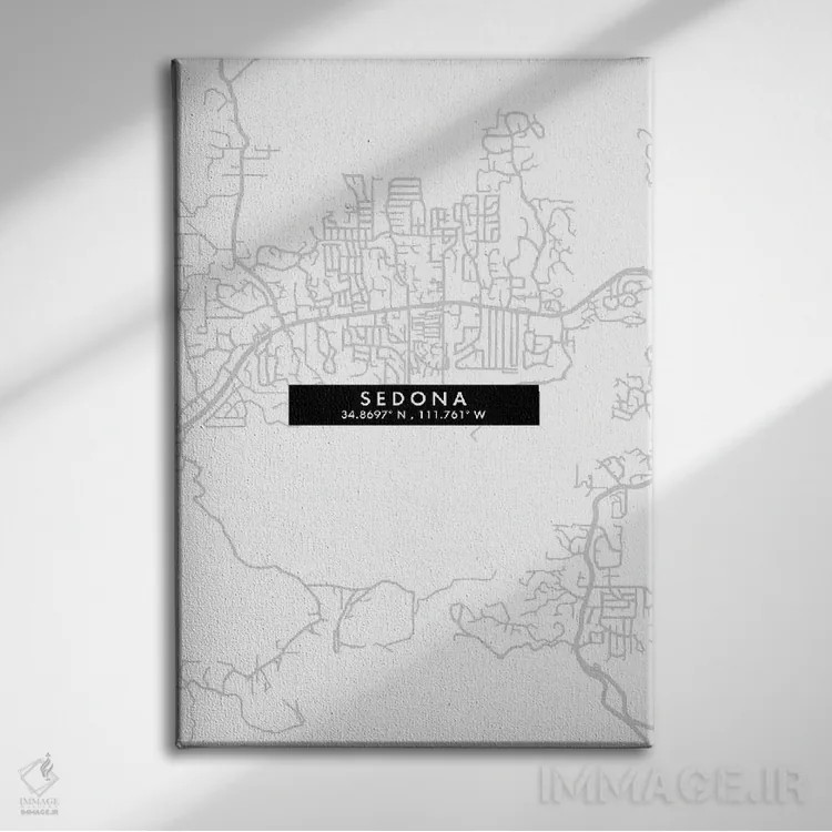 تابلو دکوراتیو Arizona City Map Minimal Style,نقشه مینیمال شهر سدونا، آ… اثر وال دکور ادیکت - نمای روبهرو روی دیوار