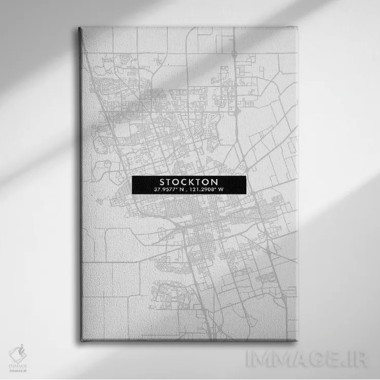 تابلو دکوراتیو California City Map Minimal Style,نقشه مینیمال شهر استاک… اثر وال دکور ادیکت - نمای روبهرو روی دیوار