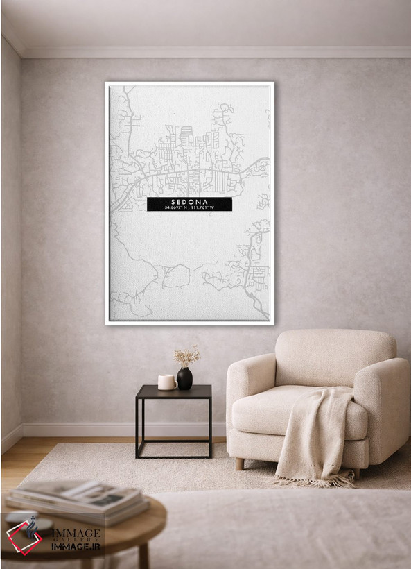 تابلو دکوراتیو Arizona City Map Minimal Style,نقشه مینیمال شهر سدونا، آ… اثر وال دکور ادیکت - D1W