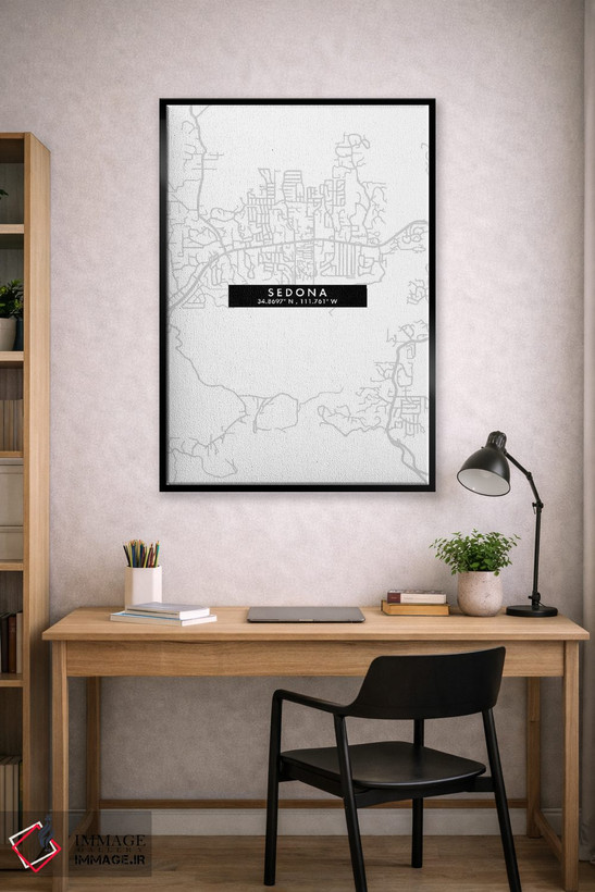 تابلو دکوراتیو Arizona City Map Minimal Style,نقشه مینیمال شهر سدونا، آ… اثر وال دکور ادیکت - D2B