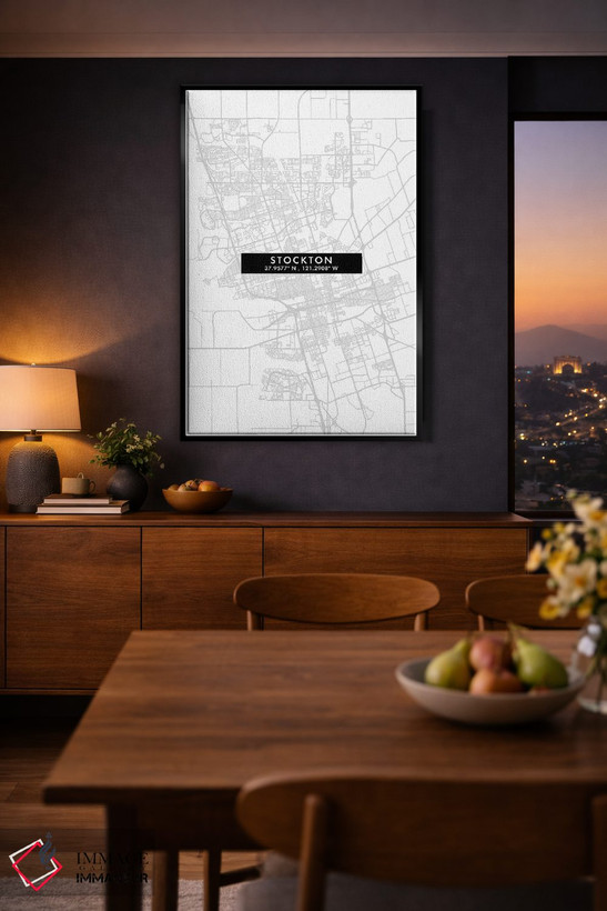 تابلو دکوراتیو California City Map Minimal Style,نقشه مینیمال شهر استاک… اثر وال دکور ادیکت - D2B