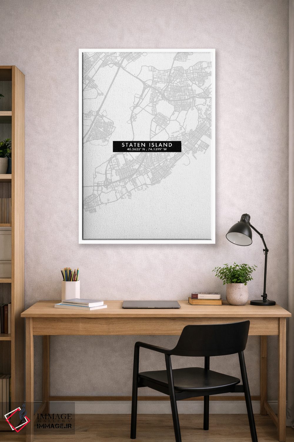 تابلو دکوراتیو New York City Map Minimal Style,نقشه مینیمال جزیره استیت… اثر وال دکور ادیکت - D1W