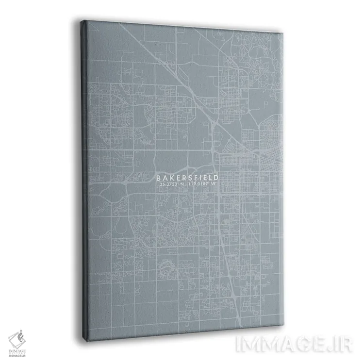 تابلو دکوراتیو California City Map Grey Blue Style,نقشه شهر بیکرزفیلد… اثر وال دکور ادیکت - نمای پرسپکتیو محصول