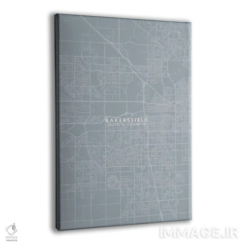 تابلو دکوراتیو California City Map Grey Blue Style,نقشه شهر بیکرزفیلد… اثر وال دکور ادیکت - نمای پرسپکتیو محصول