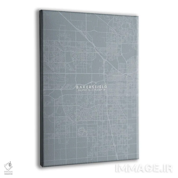تابلو دکوراتیو California City Map Grey Blue Style,نقشه شهر بیکرزفیلد… اثر وال دکور ادیکت - نمای پرسپکتیو محصول