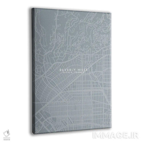 تابلو دکوراتیو California City Map Grey Blue Style,نقشه شهر بورلی هیلز… اثر وال دکور ادیکت - نمای پرسپکتیو محصول