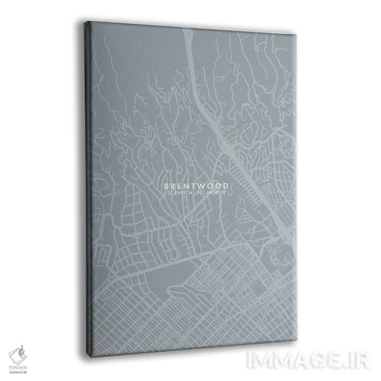 تابلو دکوراتیو California City Map Grey Blue Style,نقشه شهر برنتوود، کا… اثر وال دکور ادیکت - نمای پرسپکتیو محصول
