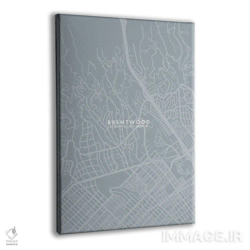 تابلو دکوراتیو California City Map Grey Blue Style,نقشه شهر برنتوود، کا… اثر وال دکور ادیکت - نمای پرسپکتیو محصول