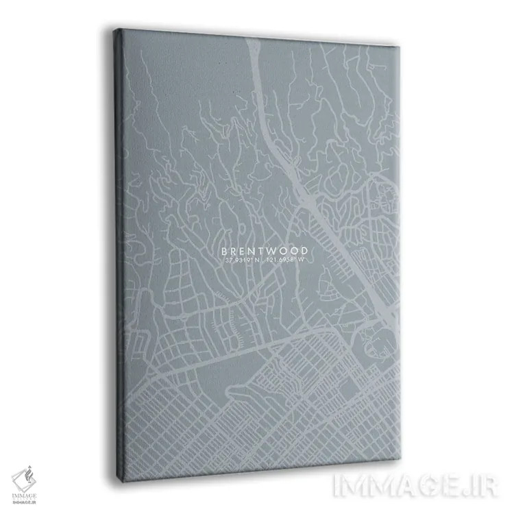 تابلو دکوراتیو California City Map Grey Blue Style,نقشه شهر برنتوود، کا… اثر وال دکور ادیکت - نمای پرسپکتیو محصول