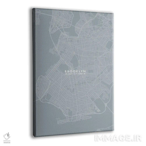 تابلو دکوراتیو New York City Map Grey Blue Style,نقشه منطقه بروکلین، نی… اثر وال دکور ادیکت - نمای پرسپکتیو محصول