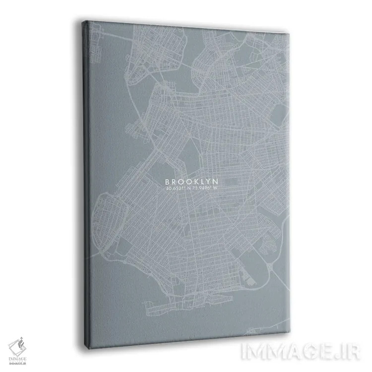 تابلو دکوراتیو New York City Map Grey Blue Style,نقشه منطقه بروکلین، نی… اثر وال دکور ادیکت - نمای پرسپکتیو محصول