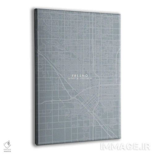 تابلو دکوراتیو California, City Map Grey Blue Style,نقشه شهر فرزنو، کال… اثر وال دکور ادیکت - نمای پرسپکتیو محصول