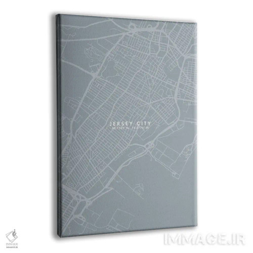 تابلو دکوراتیو New Jersey, City Map Grey Blue Style,نقشه شهر جرزی سیتی… اثر وال دکور ادیکت - نمای پرسپکتیو محصول