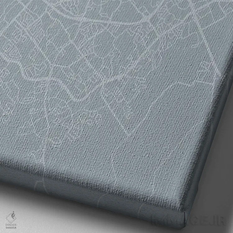 تابلو دکوراتیو Kentucky City Map Grey Blue Style,نقشه شهر لکسینگتون، کن… اثر وال دکور ادیکت - نمای نزدیک بافت بوم