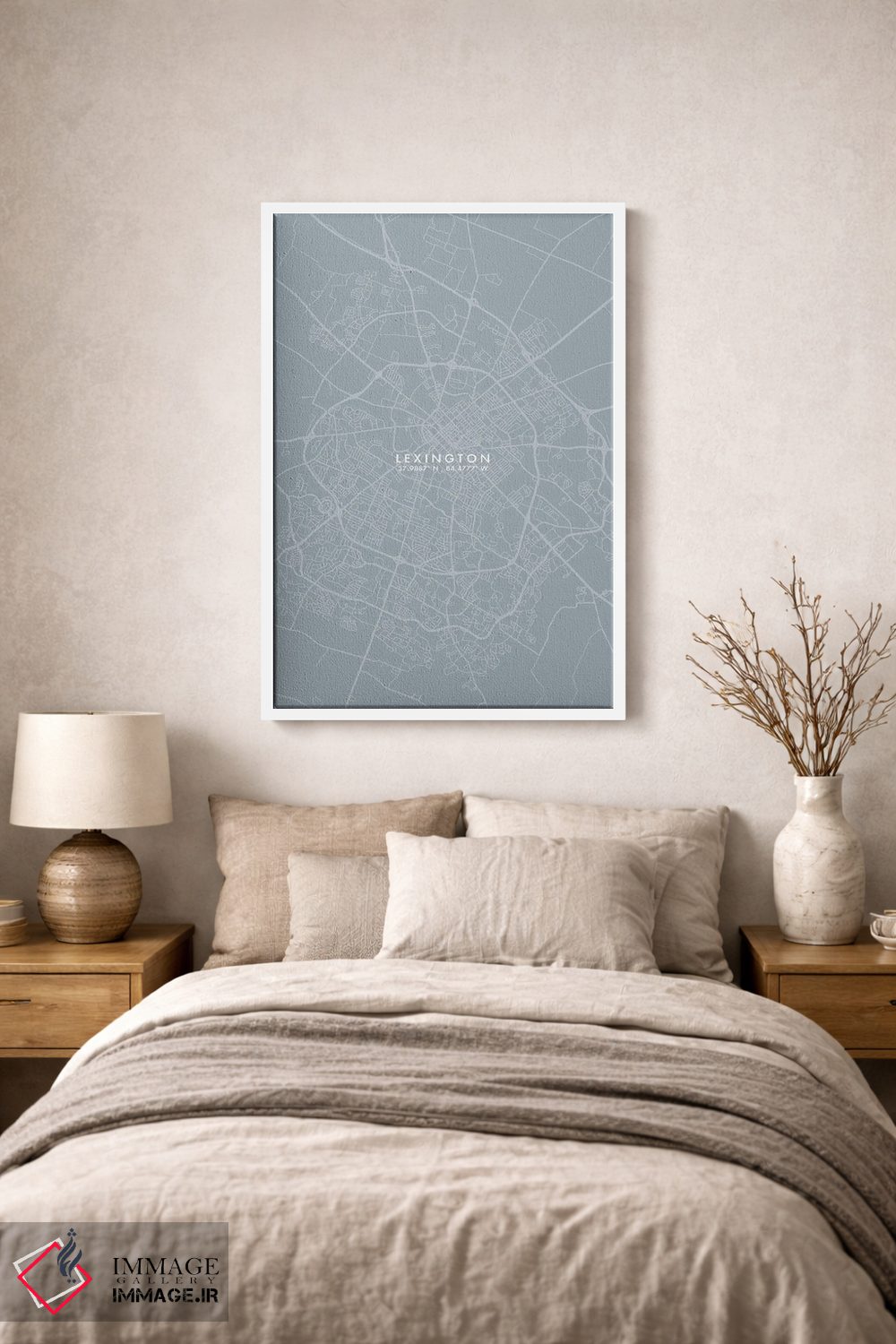 تابلو دکوراتیو Kentucky City Map Grey Blue Style,نقشه شهر لکسینگتون، کن… اثر وال دکور ادیکت - D1W