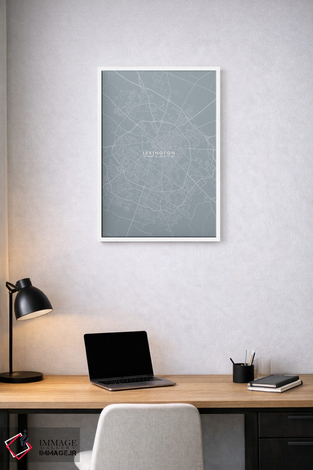 تابلو دکوراتیو Kentucky City Map Grey Blue Style,نقشه شهر لکسینگتون، کن… اثر وال دکور ادیکت - D2W