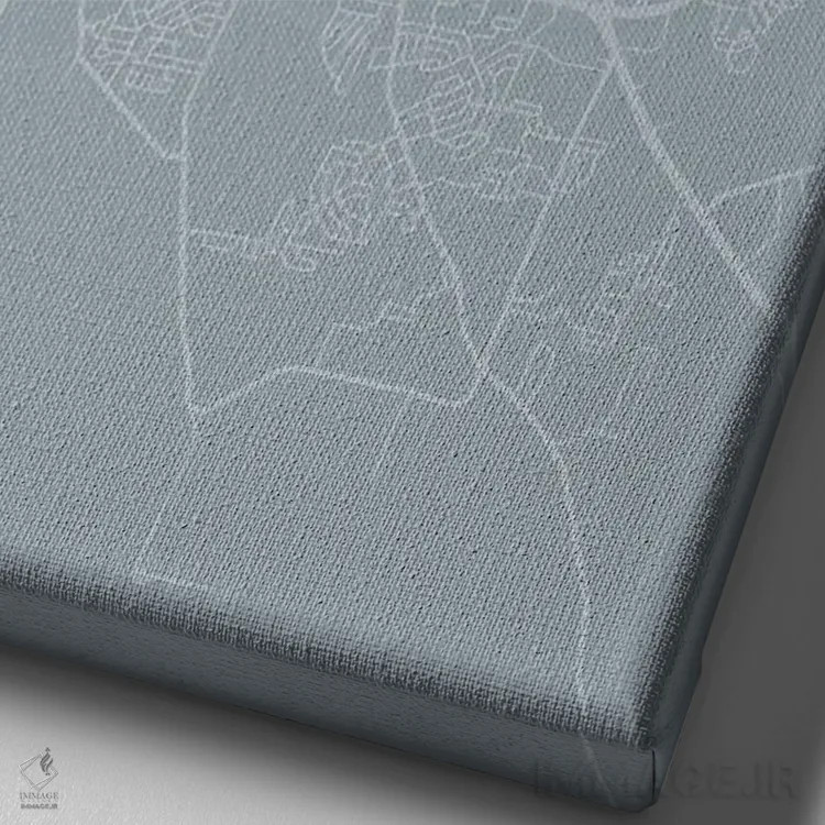 تابلو دکوراتیو Alabama City Map Grey Blue Style,نقشه شهر مونتگومری، آلا… اثر وال دکور ادیکت - نمای نزدیک بافت بوم