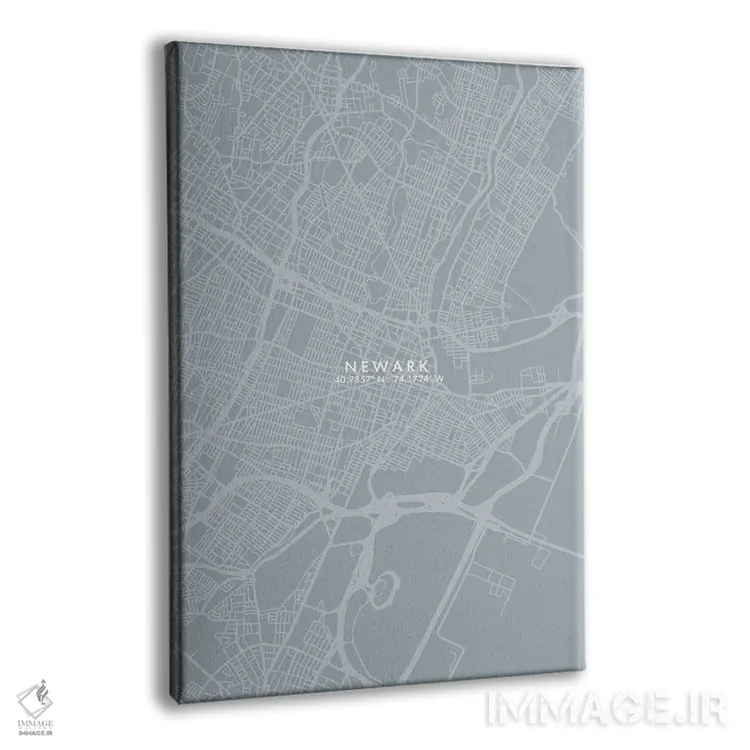تابلو دکوراتیو New Jersey City Map Grey Blue Style,نقشه شهر نیوآرک، نیو… اثر وال دکور ادیکت - نمای پرسپکتیو محصول