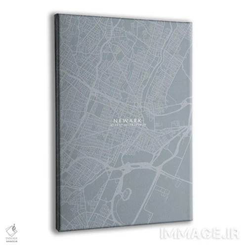 تابلو دکوراتیو New Jersey City Map Grey Blue Style,نقشه شهر نیوآرک، نیو… اثر وال دکور ادیکت - نمای پرسپکتیو محصول