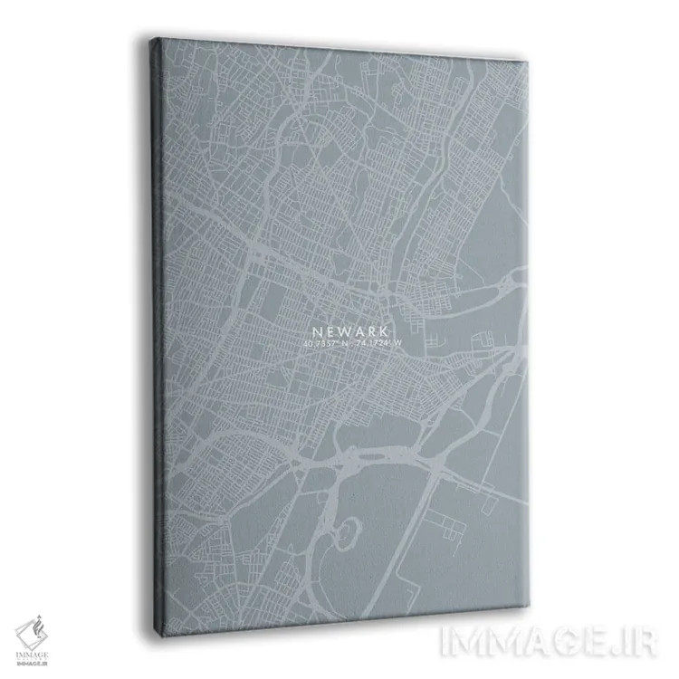 تابلو دکوراتیو New Jersey City Map Grey Blue Style,نقشه شهر نیوآرک، نیو… اثر وال دکور ادیکت - نمای پرسپکتیو محصول