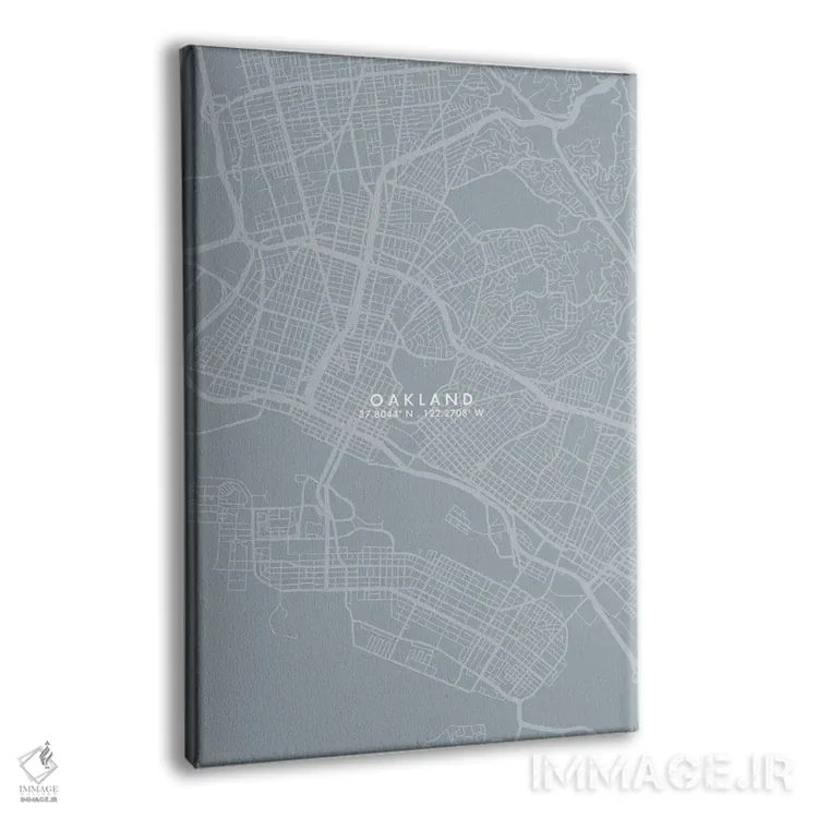 تابلو دکوراتیو California City Map Grey Blue Style,نقشه شهر اوکلند، کال… اثر وال دکور ادیکت - نمای پرسپکتیو محصول