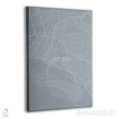تابلو دکوراتیو California City Map Grey Blue Style,نقشه شهر اوکلند، کال… اثر وال دکور ادیکت - نمای پرسپکتیو محصول