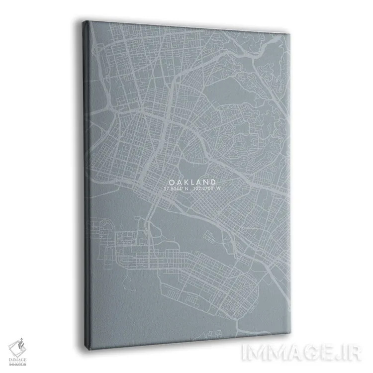 تابلو دکوراتیو California City Map Grey Blue Style,نقشه شهر اوکلند، کال… اثر وال دکور ادیکت - نمای پرسپکتیو محصول