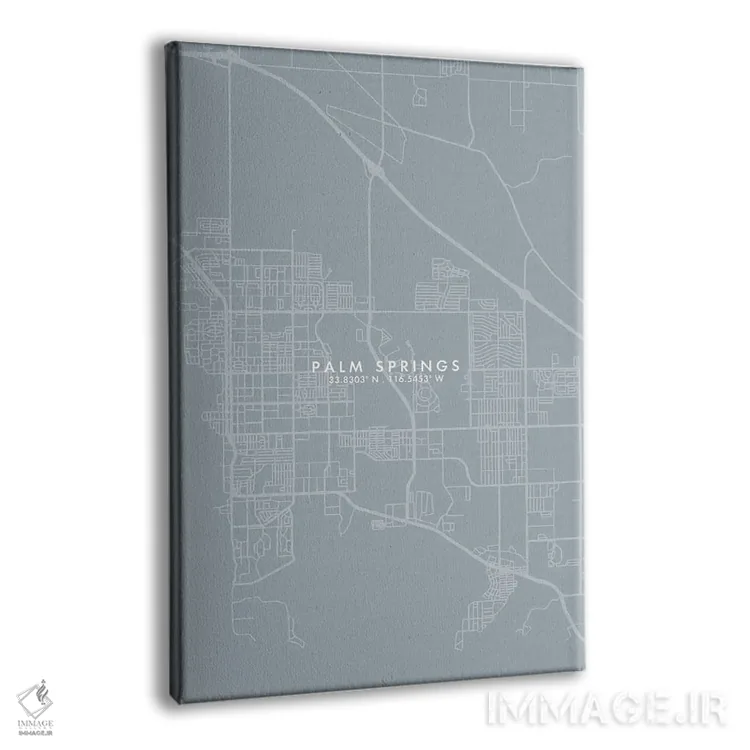 تابلو دکوراتیو California City Map Grey Blue Style,نقشه شهر پالم اسپرین… اثر وال دکور ادیکت - نمای پرسپکتیو محصول