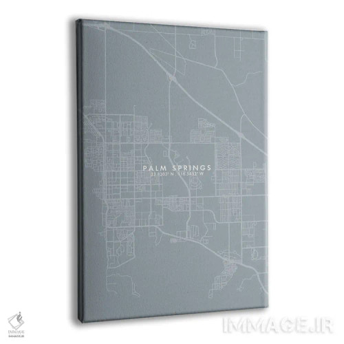 تابلو دکوراتیو California City Map Grey Blue Style,نقشه شهر پالم اسپرین… اثر وال دکور ادیکت - نمای پرسپکتیو محصول