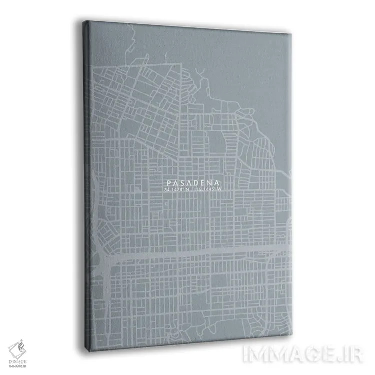 تابلو دکوراتیو California City Map Grey Blue Style,نقشه شهر پاسادنا، کا… اثر وال دکور ادیکت - نمای پرسپکتیو محصول