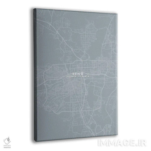 تابلو دکوراتیو Nevada City Map Grey Blue Style,نقشه شهر رینو، نوادا به… اثر وال دکور ادیکت - نمای پرسپکتیو محصول