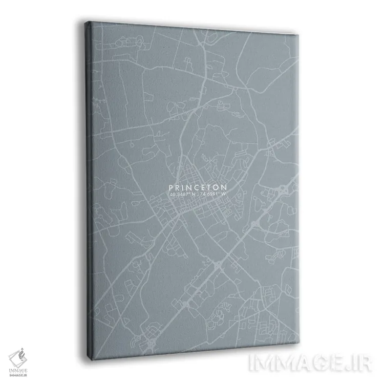 تابلو دکوراتیو New Jersey City Map Grey Blue Style,نقشه شهر پرینستون، ن… اثر وال دکور ادیکت - نمای پرسپکتیو محصول