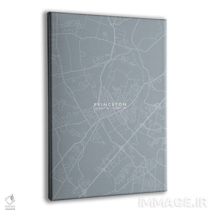 تابلو دکوراتیو New Jersey City Map Grey Blue Style,نقشه شهر پرینستون، ن… اثر وال دکور ادیکت - نمای پرسپکتیو محصول
