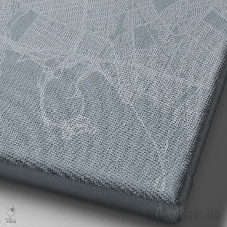 تابلو دکوراتیو New York City Map Grey Blue Style,نقشه منطقه کویینز، نیو… اثر وال دکور ادیکت - نمای نزدیک بافت بوم