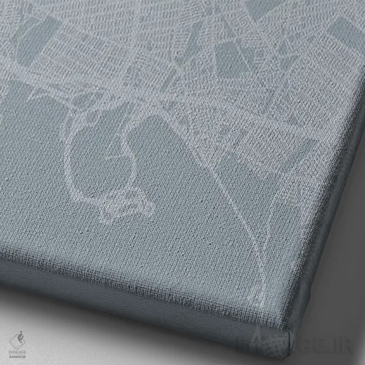 تابلو دکوراتیو New York City Map Grey Blue Style,نقشه منطقه کویینز، نیو… اثر وال دکور ادیکت - نمای نزدیک بافت بوم