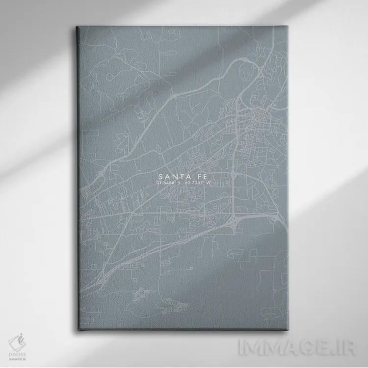 تابلو دکوراتیو Argentina City Map Grey Blue Style,نقشه شهر سانتا فه، آر… اثر وال دکور ادیکت - نمای روبهرو روی دیوار